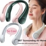 USB Rechargeable Mini Bladeless Neck Fan – Portable Neck Cooler